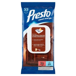 PRESTO CLEAN Ściereczki nawilżane do mebli drewnianych